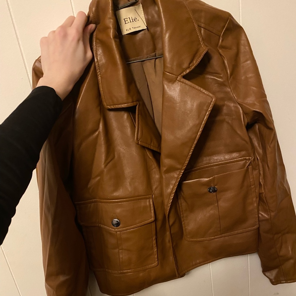 Small faux leather jacket.